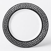 Premium Silver Mosaic Dessert Plates - 7.5" Reusable Plastic, 20-Pack